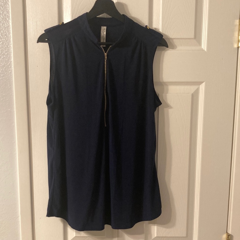 Navy Sleeveless Blouse